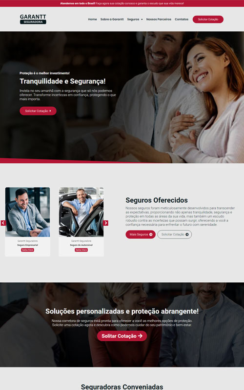 Modelo de Site para seguradoras ou corretoras de seguro Modelo de Site para seguradoras ou corretoras de seguro