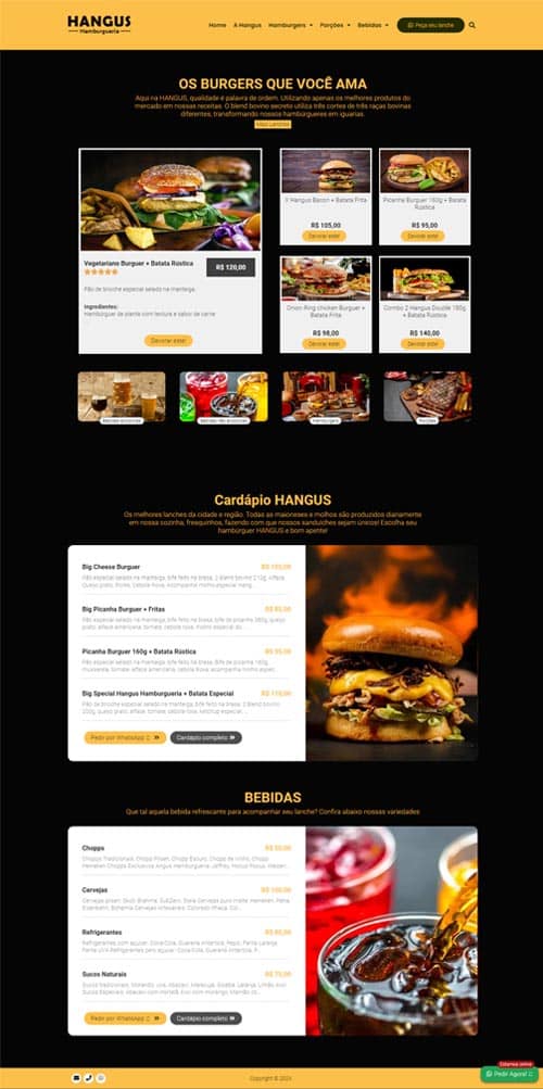 Modelo de Site com Catálogo para Hamburguerias, Pizzarias, Food Trucks e Hot Dogs
