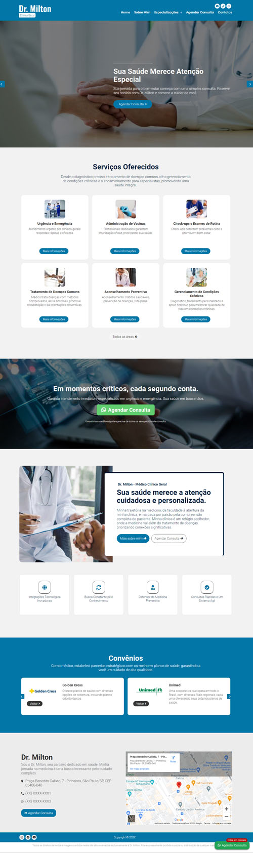 Modelo de Site para para médico autônomos e clínica de médicos