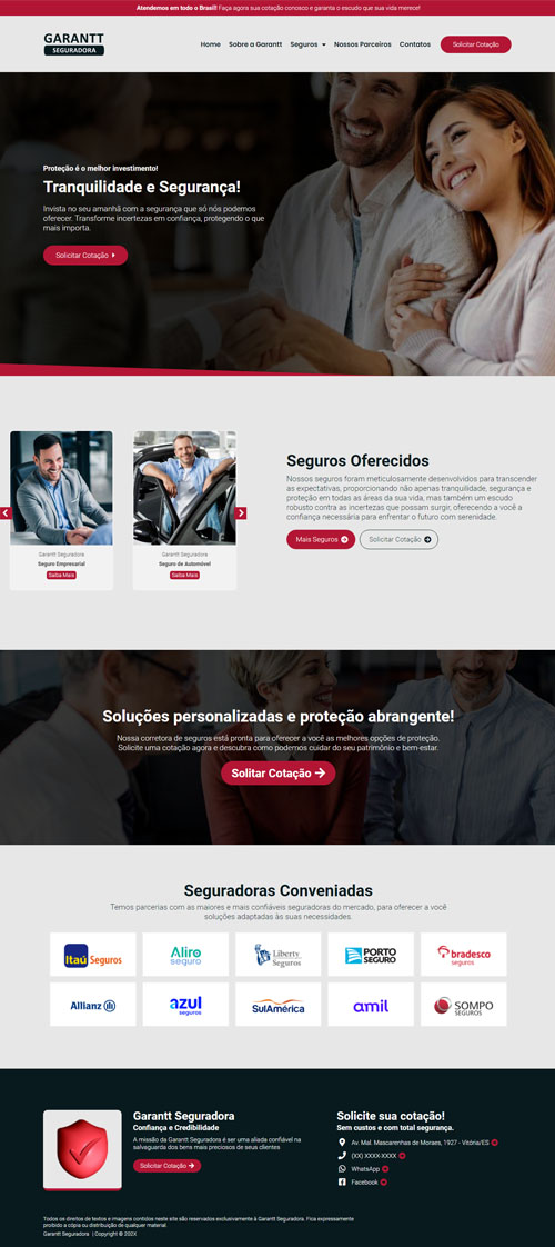 Modelo de Site para seguradoras ou corretoras de seguro Modelo de Site para seguradoras ou corretoras de seguro