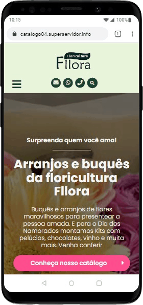 Modelo de site com Catálogo para floriculturas, empresas de flor e produtores de flores