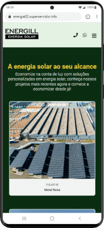Modelo de Site para empresa de energia solar fotovoltaica
