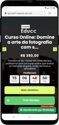 Modelo de site com sistema de Página de Vendas para Cursos