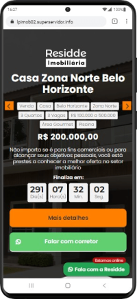 Página inicial pelo celular